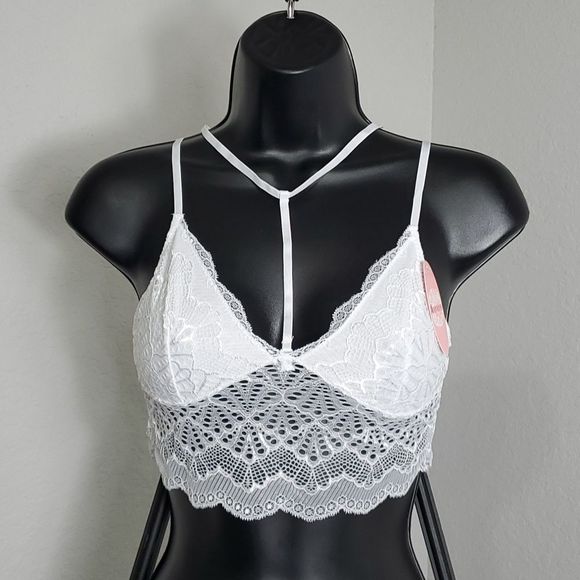 (Lot of 3) Delicate Nude Longline Lace "Choker" Bralette Size Medium/Large - Picture 5 of 7